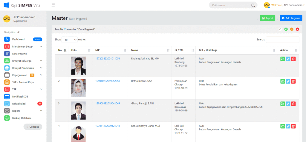 aplikasi simpeg berbasis web