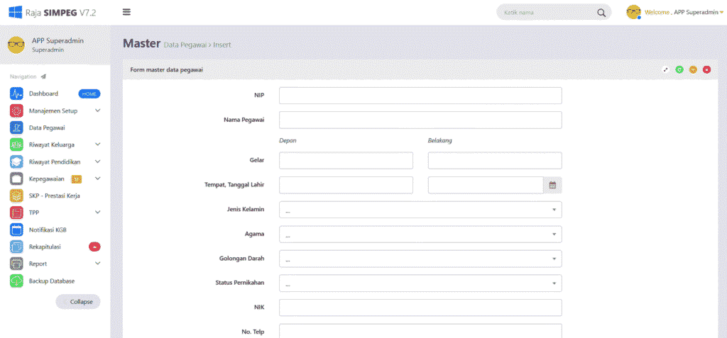 aplikasi simpeg berbasis web